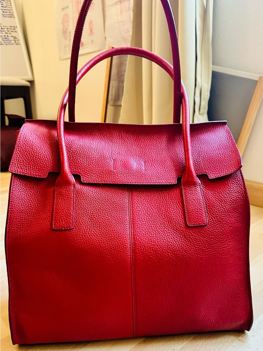 Banana Republic Red Pebbled Leather Tote